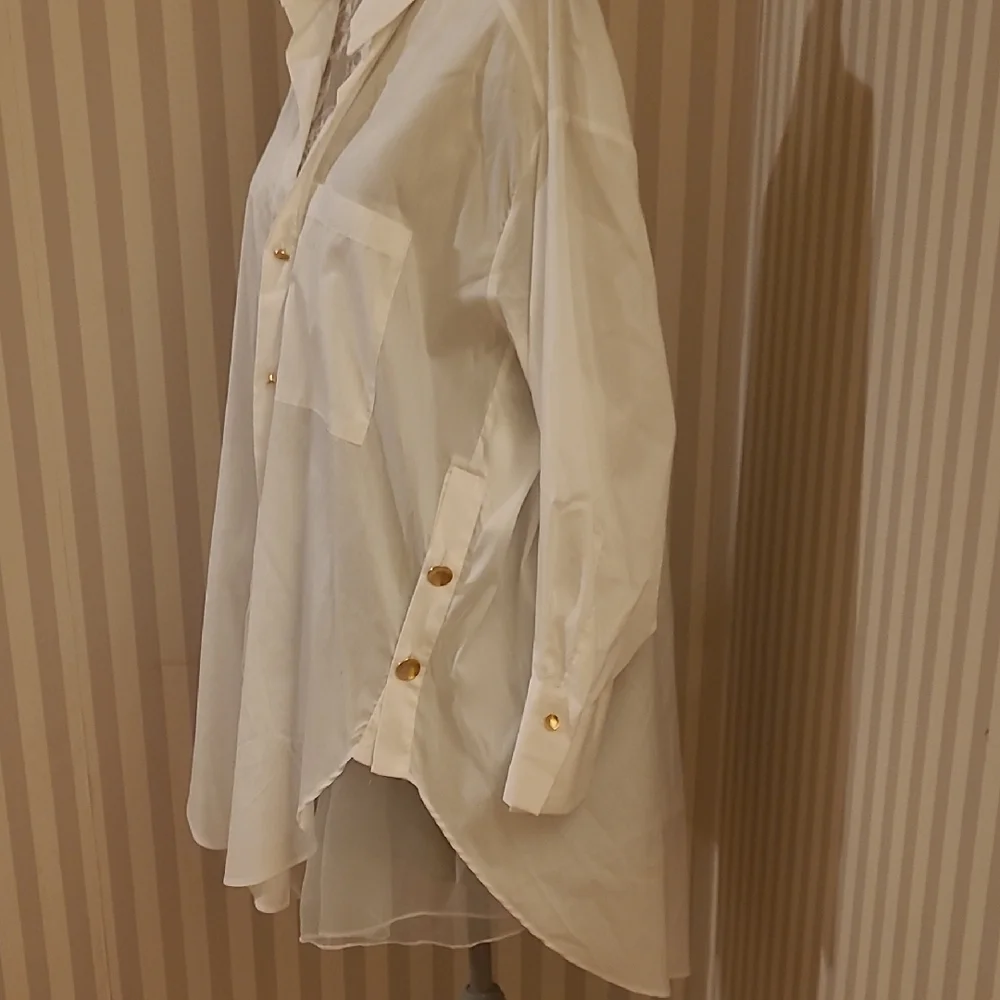 Zara Elegant Cream Button-Down Blouse - Picture 4 of 5